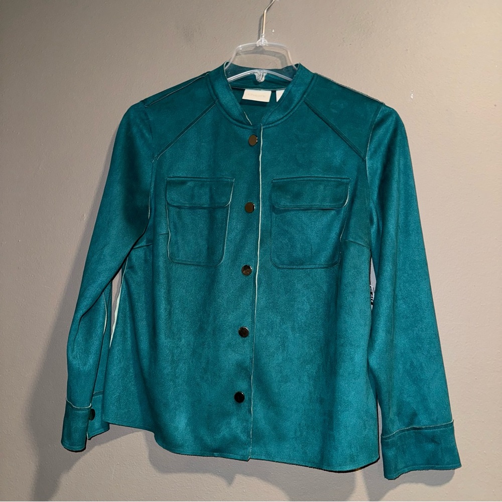 Chico’s Double Faux Suede Snap Button Up Jacket Size 1 Medium / 8